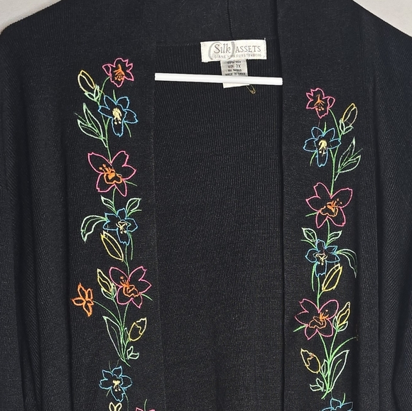 Diane Von Furstenberg 2 Piece Set Cardigan Pants Women’s 100% Silk Black 3x - Picture 4 of 12